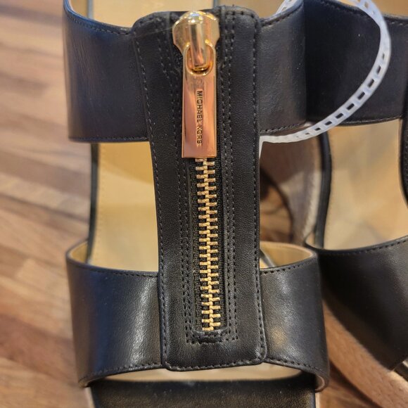 Michael Kors Bradley Black Leather Wedge Sandal MSRP $230 - Picture 7 of 14